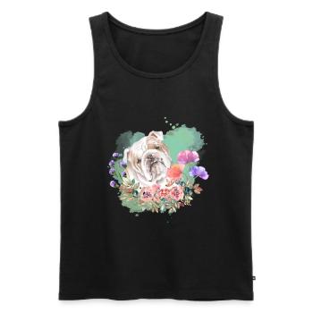 Bulldogge Cottagecore Wasserfarben Blumen - Männer Premium Bio Tank Top - Schwarz - Vorne - Michal (187cm)