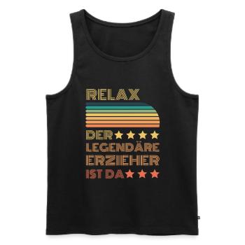 Relax der Legendäre Erzieher ist da Retro - Männer Premium Bio Tank Top - Schwarz - Vorne - Michal (187cm)