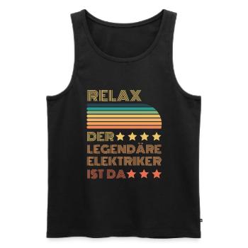 Relax der Legendäre Elektriker ist hier Retro - Männer Premium Bio Tank Top - Schwarz - Vorne - Michal (187cm)