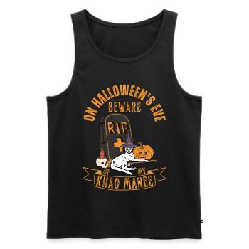 Süße und gruselige Khao Manee Halloween Katze - Männer Premium Bio Tank Top - Schwarz - Vorne - Michal (187cm)