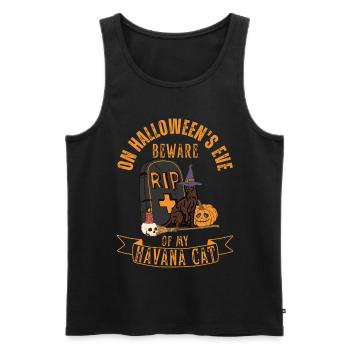Süße und gruselige Havana Halloween Katze - Männer Premium Bio Tank Top - Schwarz - Vorne - Michal (187cm)