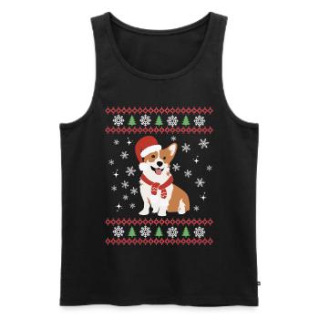 Noël Sweet Welsh Corgi Kawaii - Débardeur bio Premium Homme - noir - Devant - Michal (187cm)