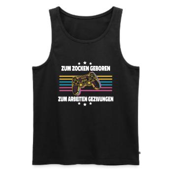 Zum Zocken Geboren Controller Zocker Gaming Gamer - Männer Premium Bio Tank Top - Schwarz - Vorne - Michal (187cm)