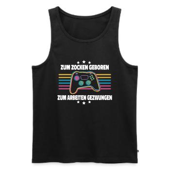 Zum Zocken Geboren Controller Zocker Gaming Gamer - Männer Premium Bio Tank Top - Schwarz - Vorne - Michal (187cm)