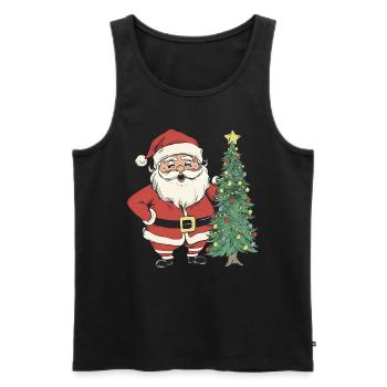 Santa with Christmas Tree: Festive Magic - Men's Premium Organic Tank Top - black - Front - AI Model Male 178 light (178cm)