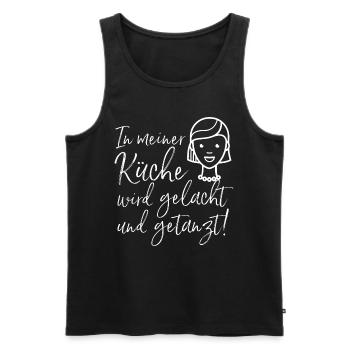 In meiner Küche wird gelacht und getanzt / Familie - Männer Premium Bio Tank Top - Schwarz - Vorne - Michal (187cm)