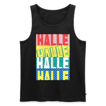 Halle Germany City Font Skyline Home - Men's Premium Organic Tank Top - black - Front - Michal (187cm)