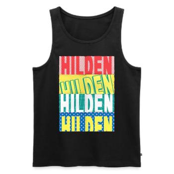 Hilden Germany City Font Skyline - Men's Premium Organic Tank Top - black - Front - AI Model Male 178 light (178cm)