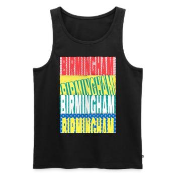 Birmingham Angleterre UK City Font Skyline Accueil - Débardeur bio Premium Homme - noir - Devant - AI Model Male 178 light (178cm)