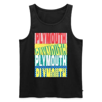 Plymouth Angleterre Royaume-Uni City Font Skyline Accueil - Débardeur bio Premium Homme - noir - Devant - Michal (187cm)