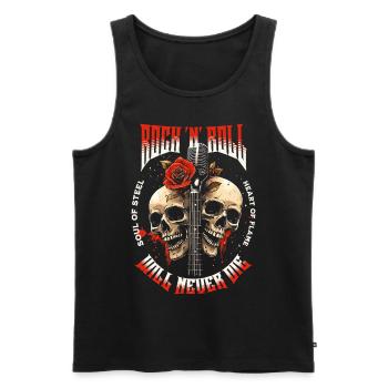Rock N Roll Skull Electric Guitar Rose Music Rocker - Men's Premium Organic Tank Top - black - Front - Michal (187cm)