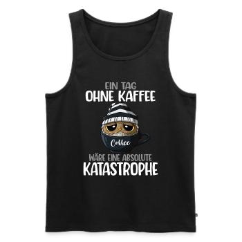Spruch Kaffeeliebhaber Eule Jeden Tag Kaffee - Männer Premium Bio Tank Top - Schwarz - Vorne - Michal (187cm)