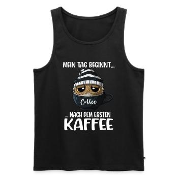 Kaffeeliebhaber Spruch Jeden Tag Kaffee Eule - Männer Premium Bio Tank Top - Schwarz - Vorne - AI Model Male 178 light (178cm)