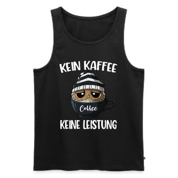 Kaffee Spruch Eule Kein Kaffee Keine Leistung - Männer Premium Bio Tank Top - Schwarz - Vorne - AI Model Male 178 light (178cm)