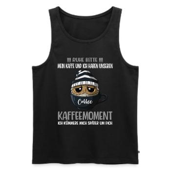 Kaffee Kaffeeliebhaber Spruch Ruhe Bitte Eule - Männer Premium Bio Tank Top - Schwarz - Vorne - Michal (187cm)