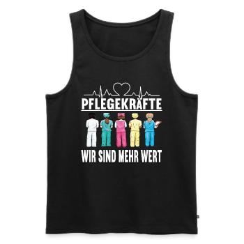 Statement Pflege Krankenschwester Pflegeleben MFA - Männer Premium Bio Tank Top - Schwarz - Vorne - Michal (187cm)