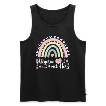 Pflegerin mit Herz Altenpflege Pflegeleben - Männer Premium Bio Tank Top - Schwarz - Vorne - Michal (187cm)