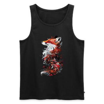Majestätischer Rotfuchs Florales Design - Männer Premium Bio Tank Top - Schwarz - Vorne - Michal (187cm)