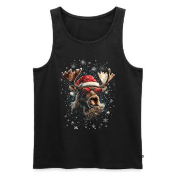 Funny Christmas Motif with Cool Moose - Men's Premium Organic Tank Top - black - Front - AI Model Male 178 light (178cm)