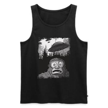 Drôle Gorille OVNI Trucs étranges Mème - Débardeur bio Premium Homme - noir - Devant - AI Model Male 178 light (178cm)