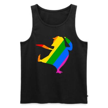 Regenbogen Pinguin macht Karate - Männer Premium Bio Tank Top - Schwarz - Vorne - AI Model Male 178 light (178cm)