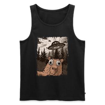 drôle Capybara selfie OVNI graphique - Débardeur bio Premium Homme - noir - Devant - Michal (187cm)