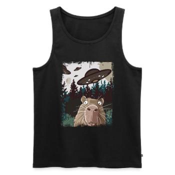 drôle Capybara selfie OVNI graphique - Débardeur bio Premium Homme - noir - Devant - Michal (187cm)