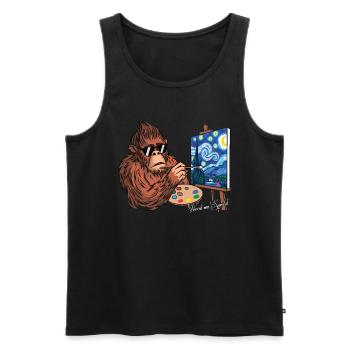 Van Gogh Sternennacht Starry Night Bigfoot - Men's Premium Organic Tank Top - black - Front - Michal (187cm)