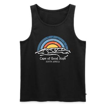 Cape of Good Hope, Cape Town, South Africa - Men's Premium Organic Tank Top - black - Front - AI Model Male 178 light (178cm)