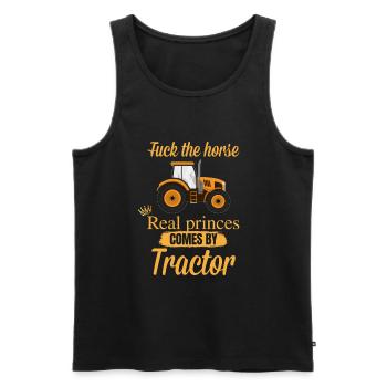 Fuck the horse de vrais princes viennent avec le tracteur - Débardeur bio Premium Homme - noir - Devant - Michal (187cm)