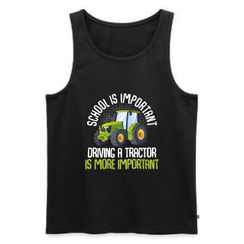 School is important Tractor driving is more import - Männer Premium Bio Tank Top - Schwarz - Vorne - Michal (187cm)
