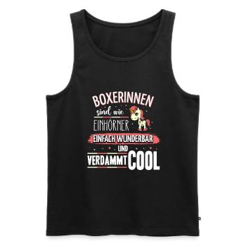 Boxerinnen sind wie Einhörner - Männer Premium Bio Tank Top - Schwarz - Vorne - Michal (187cm)