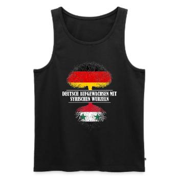 Deutsch mit syrischen Wurzeln - Männer Premium Bio Tank Top - Schwarz - Vorne - Michal (187cm)