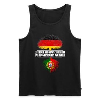Deutsch mit portugiesischen Wurzeln - Männer Premium Bio Tank Top - Schwarz - Vorne - Michal (187cm)