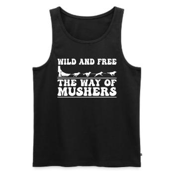 Alaska Mushing Hundeschlittenfahrer Huskies - Männer Premium Bio Tank Top - Schwarz - Vorne - AI Model Male 178 light (178cm)