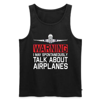 Warnung Ich Kann Spontan Über Flugzeuge Pilot - Männer Premium Bio Tank Top - Schwarz - Vorne - AI Model Male 178 light (178cm)