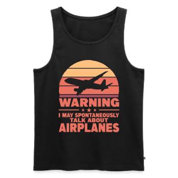 Warnung Ich Kann Spontan Über Flugzeuge Pilot - Männer Premium Bio Tank Top - Schwarz - Vorne - AI Model Male 178 light (178cm)