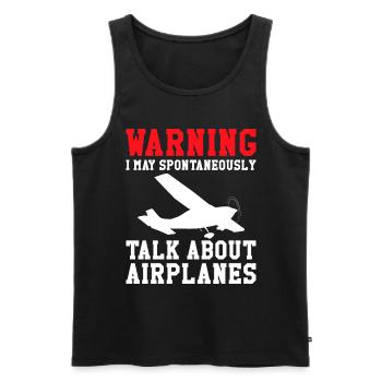 Warnung Ich Kann Spontan Über Flugzeuge Pilot - Männer Premium Bio Tank Top - Schwarz - Vorne - AI Model Male 178 light (178cm)
