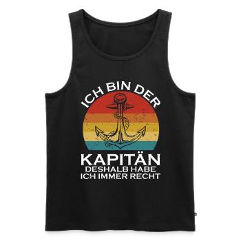 Kapitän Bootsschein Segeln Boot - Männer Premium Bio Tank Top - Schwarz - Vorne - Michal (187cm)