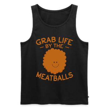 Boulettes de viande Italien Humour Italie - Débardeur bio Premium Homme - noir - Devant - Michal (187cm)