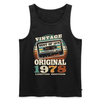 45 years old - birthday 1978 - born in 1978 - Men's Premium Organic Tank Top - black - Front - AI Model Male 178 light (178cm)