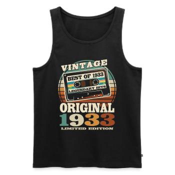 90 Jahre alt - Geburtstag 1933 - 1933 geboren - Männer Premium Bio Tank Top - Schwarz - Vorne - Michal (187cm)