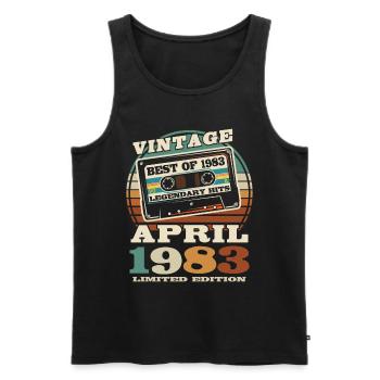 Born in April 1983 - 40 years old - Men's Premium Organic Tank Top - black - Front - Michal (187cm)