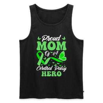 Proud mother of cerebral palsy Hero CP - Men's Premium Organic Tank Top - black - Front - AI Model Male 178 light (178cm)