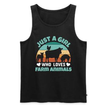 Filles, animaux de ferme, vaches, cochons, chèvres - Débardeur bio Premium Homme - noir - Devant - AI Model Male 178 light (178cm)