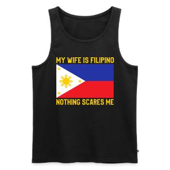Ma femme est originaire des Philippines - Débardeur bio Premium Homme - noir - Devant - Michal (187cm)