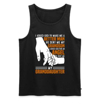 I asked God to make me a better man - Men's Premium Organic Tank Top - black - Front - Michal (187cm)