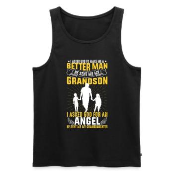 I asked God to make me a better man - Men's Premium Organic Tank Top - black - Front - Michal (187cm)