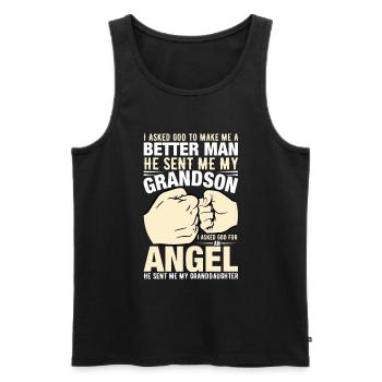 I asked God to make me a better man - Men's Premium Organic Tank Top - black - Front - Michal (187cm)