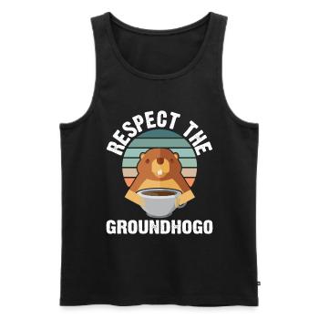 Retro Groundhog Respect the Groundhog - Men's Premium Organic Tank Top - black - Front - AI Model Male 178 light (178cm)